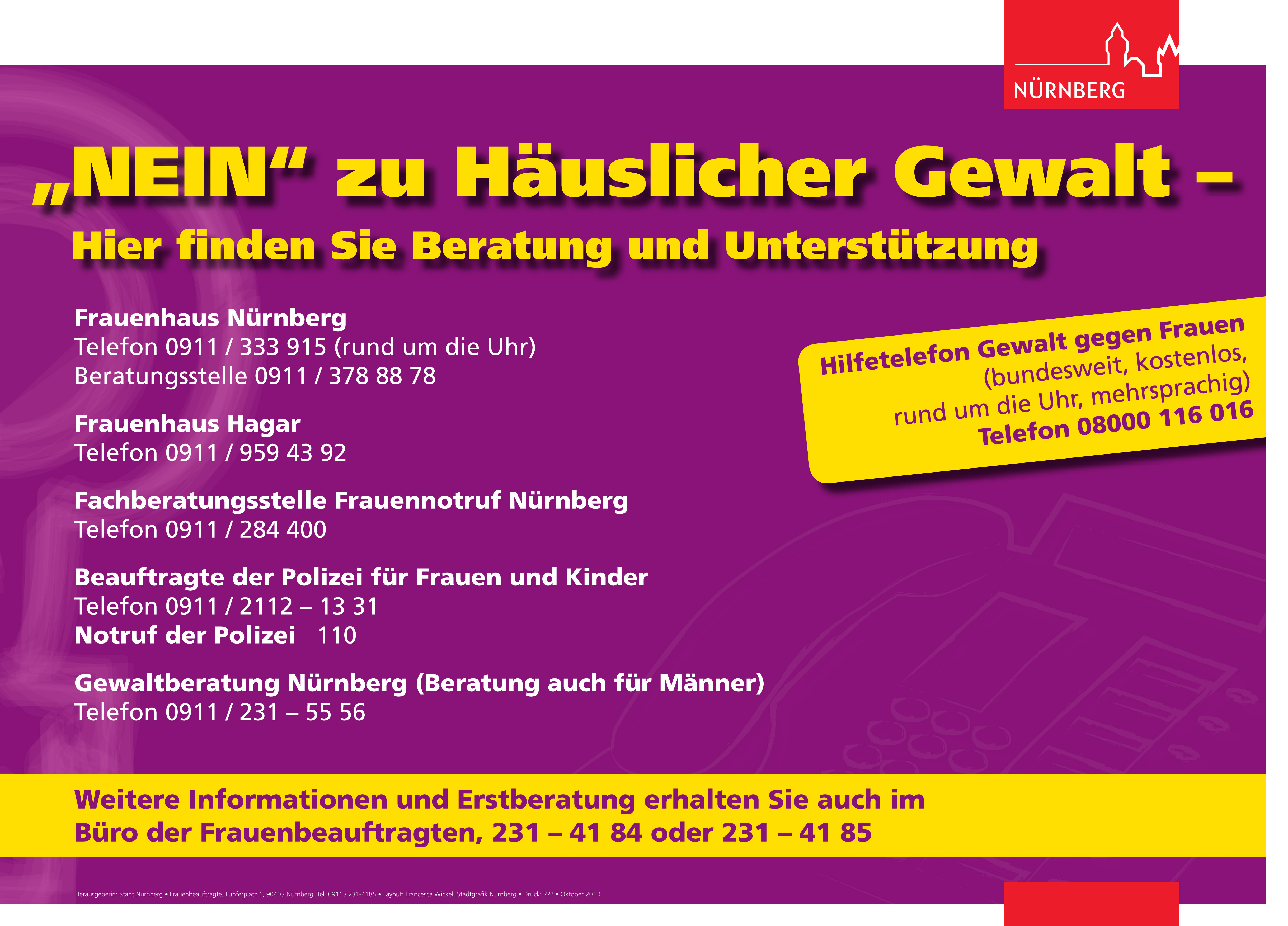 Häusliche Gewalt Frauenbeauftragte der Stadt Nürnberg