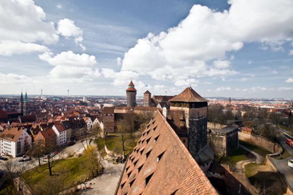 Blick von der Kaiserburg über Nürnberg.