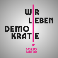 Logo zum Positionspapier des Bundesverband Soziokultur zur Demokratiestärkung: Wir leben Demokratie!