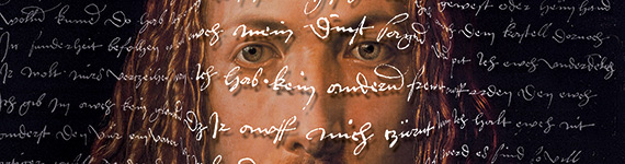 Dürer Selbstporait mit überlagerter Handschrift