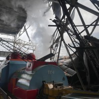Zerstörung nach einem russischen Raketenangriff in einem Kraftwerk in Charkiw.
