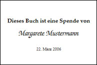 Exlibris einer Buchpatin