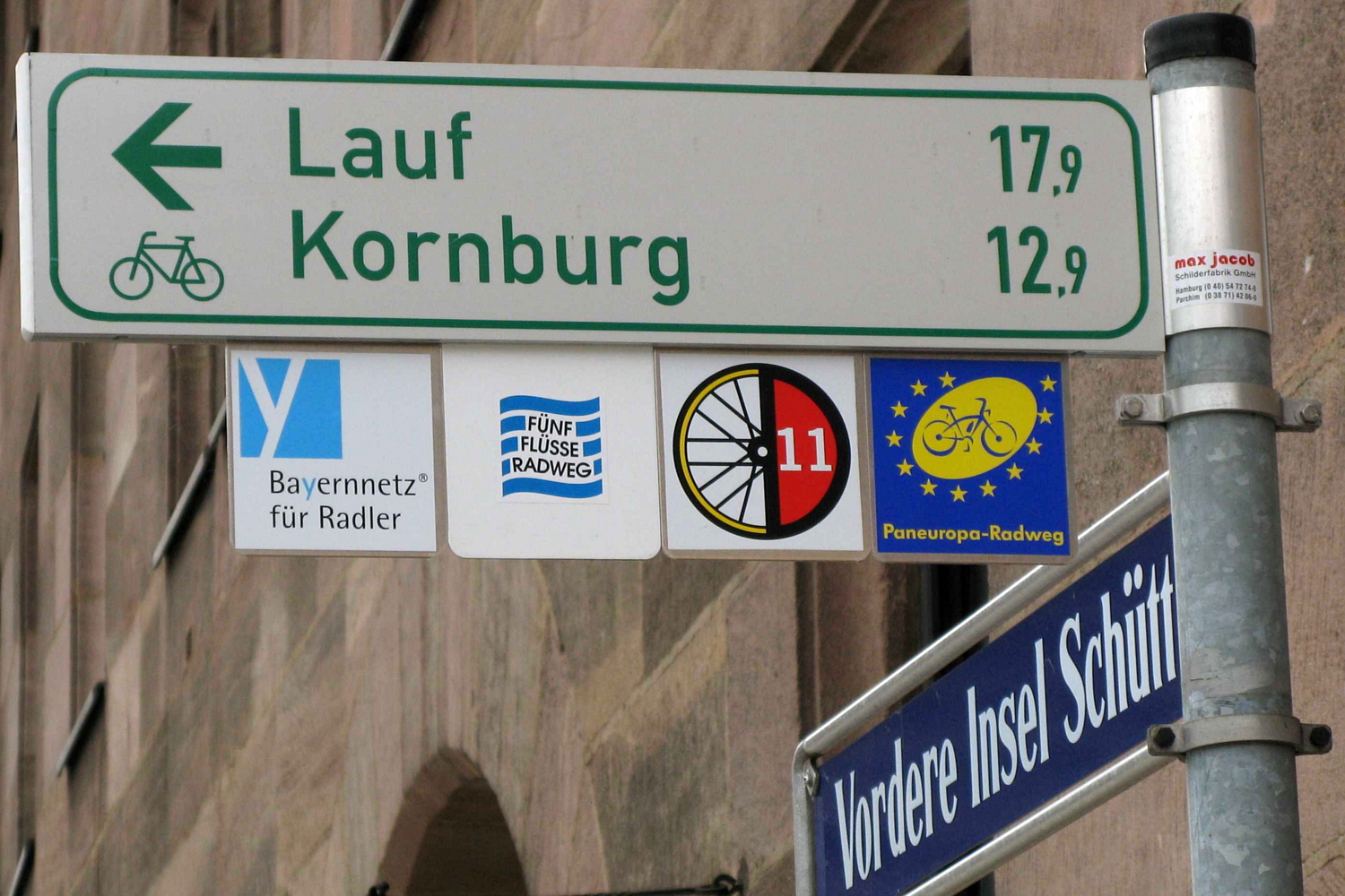 Radwegweiser in Nürnberg