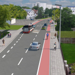 Visualisierung der neuen Gebersdorfer Straße mit neuem Fuß- und Radweg.