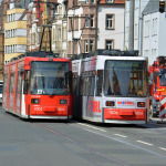 Straßenbahnen der Linie 8 in der Äußeren Sulzbacher Straße