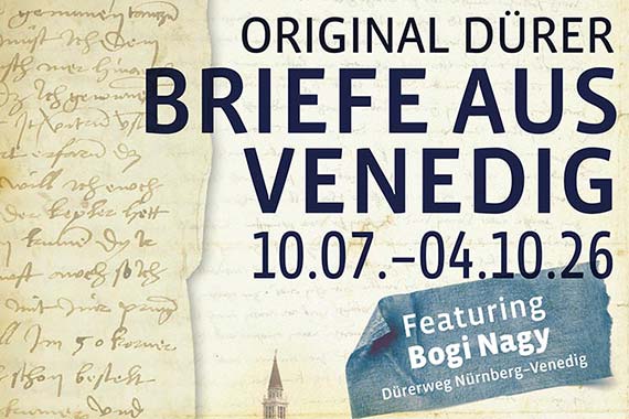 Plakat der Sonderausstellung "Briefe aus Venedig feat. Bogi Nagy".