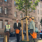 Dank der großzügigen Spende der „Bäume für Nürnberg Stiftung“ konnten acht neue Bäume in der Murrstraße finanziert werden. (V.l.n.r.: Mathias Schmidt, Vorstandsvorsitzender der „Bäume für Nürnberg Stiftung", Bürgermeister und Erster Sör-Werkleiter Christian Vogel und Sör-Stadtbaummanager Florian Demling)