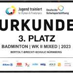 Urkunde Bundesfinale Badminton 2023