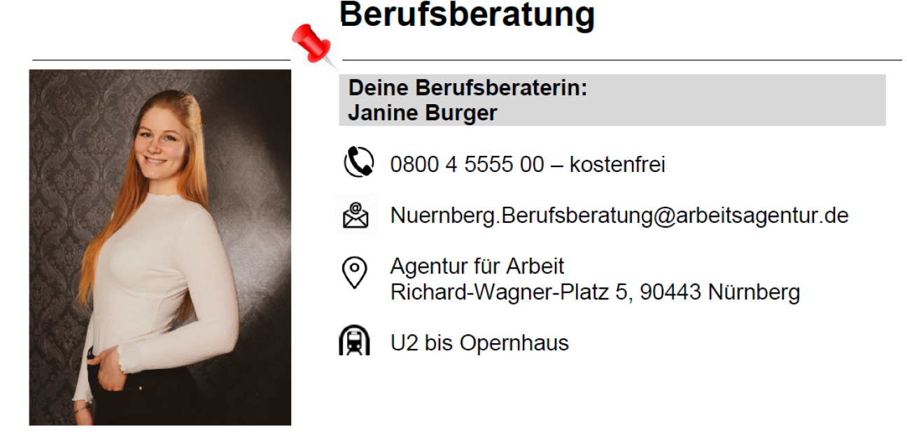 Bild © Agentur für Arbeit Steckbrief Berufsberatung, Bild © Agentur für Arbeit