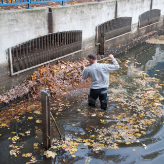 Und auch hier gilt: Laub, das den Ablauf verstopfen könnte, mus