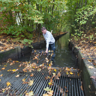 Der Kanal entwässert den Großen Dutzendteich und muss teils vi