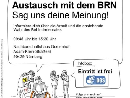 Plakat von dem Austausch·treffen am 23. März 2026., Bild © Behinderten·rat Nürnberg