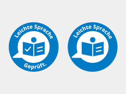Das Bild zeigt die 2 Labels für Leichte Sprache von der Stadt Nürnberg.