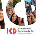 junge Menschen verschiedener Herkunft und drunter der Schriftzug "ICD - International Community Day Mittelfranken"