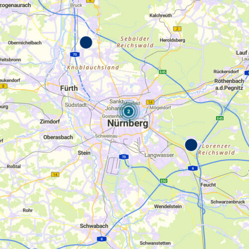 Screenshot Karte der Standesämter © Stadt Nürnberg