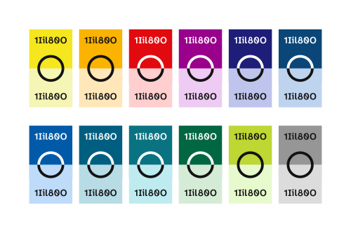 Übersicht der Kontraste in der Farbpalette der Designfarben