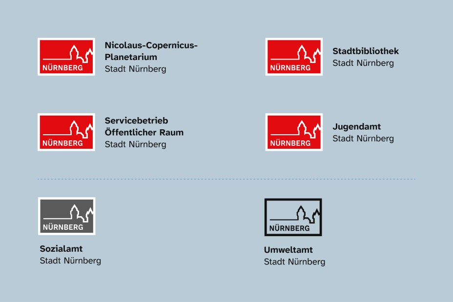 Bild © Stadtgrafik Nürnberg Varianten Logo mit Zusatz Negativform, Bild © Stadtgrafik Nürnberg