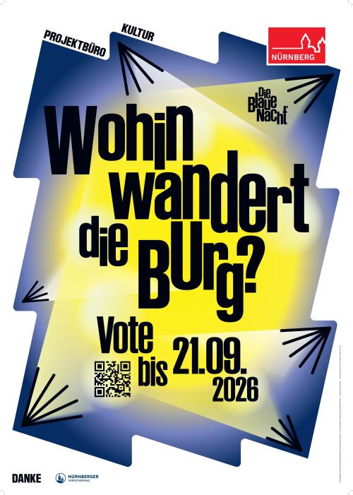 Plakat zur Abstimmung zur Blauen Nacht 2027 © Studio Pandan / Stadt Nürnberg