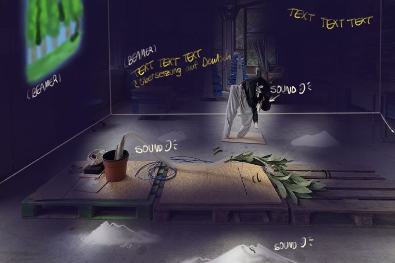 Concept art by Yae In Kim for Hüttinger's Artist in Factory Programme 2024/25 for Die Blaue Nacht | The Blue Night, Image © Stefan Kastner