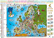Gefaltetes Europa-Poster für Kinder mit Abbildungen der Euro-Münzen und Scheine