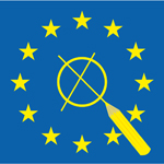 Bild einer EU-Flagge mit einem Kreis, in dem ein Stift ein Kreuz macht