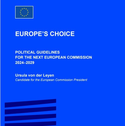 The photo is the cover of the publication explaining the political guidelines for the new commission from 2024-2029.
