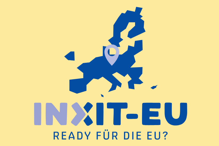 Das Foto zeigt ein reduziertes Logo für das Spiel Inxit-EU., Bild © Europabüro der Stadt Nürnberg mit EUROPE DIRECT Nürnberg