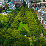 Luftaufnahme eines Parks in einer Stadt