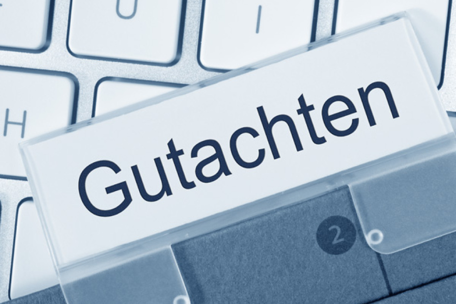 Aktenmappe mit Reiter mit der Aufschrift Gutachten.