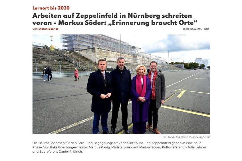 Zeitungsartikel "Lernort bis 2030" über die Arbeiten auf dem Zeppelinfeld