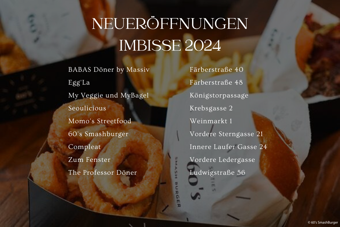 Neueröffnungen Imbisse 2024 Innenstadt, Bild © Congress- und Tourismus-Zentrale Nürnberg