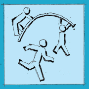 Zeichnung von spielenden Kindern zur Bewegungserfahrung