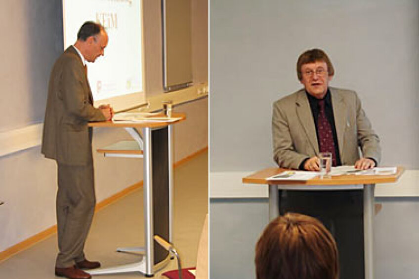 Wolfgang Baum und Dr. Dieter Wolz halten je einen Vortrag, Bild © Bild: Pädagogisches Institut Nürnberg