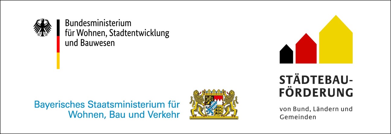 Städtebauförderung Logo Balken, Bild © Bundesministerium für Wohnen, Stadtentwicklung und Bauwesen, Bayerisches Staatsministerium für Wohnen, Bau und Verkehr