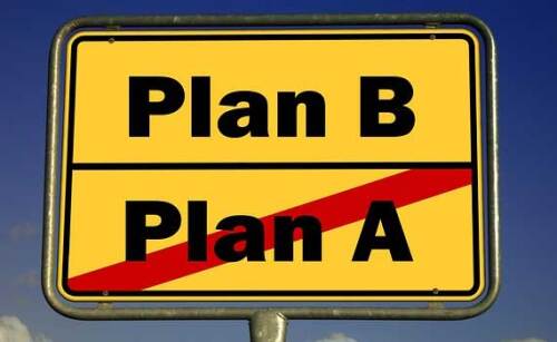 Ortsschild: Plan A durchgesstrichen, Plan B darüber © geralt / pixabay