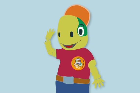 Das Maskottchen Tim als Illustration.