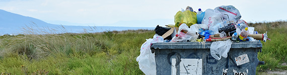 überfüllte Mülltonne