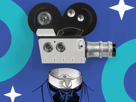 Ein buntes Poster mit einem alten Film·projektor., Bild © Gemeinschaftshaus Langwasser