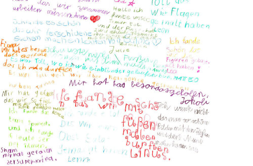 Zitate von Kindern, die 2015 eine KinderUni-Veranstaltung an der EVHN zum Thema Inklusion besucht haben.