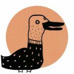 Die Logo Ente von Bierchen und Bühnchen als Karikatur.