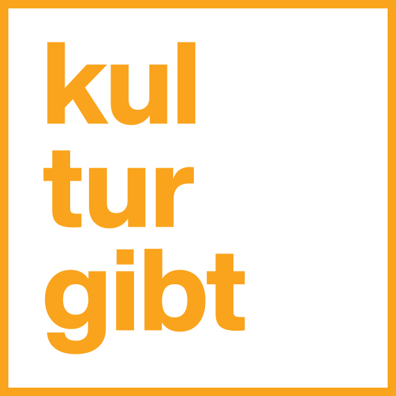 Der Kampagnenname "Kultur gibt" ist als Schriftzug in Orange in einem Quadrat dargestellt.