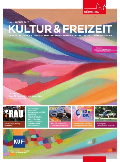 Cover der 2. Ausgabe der Kultur & Freizeit 2026. Unter dem Titel sieht man ein buntes Gemälde von Sascha Banck.