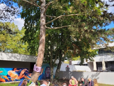 Foto von einem Treffen von einer Gruppe im Außen·bereich vom Gemeinschafts·haus Langwasser., Bild © Andrea-Maria Jebelean