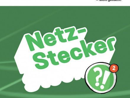 Bild © Büro für inklusive Medienbildung, Lebenshilfe Münster Abbildung: die 1. Seite von dem Heft: Einfach WhatsApp. Links oben steht: Lebenshilfe Münster. Rechts oben steht: WhatsApp für Android - leicht gemacht. In der Mitte steht das Wort: Netzstecker. Unten steht: Ein Ratgeber in Leichter Sprache., Bild © Büro für inklusive Medienbildung, Lebenshilfe Münster