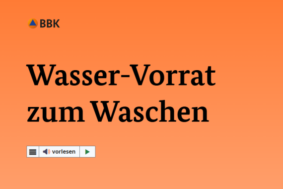Teil von der Internet·seite in Leichter Sprache vom BBK zum Thema: Wasser·vorrat zum Waschen.