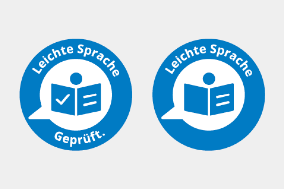 Die 2 Labels für Leichte Sprache von der Stadt Nürnberg.