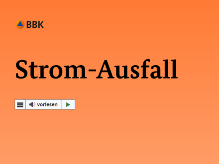 Teil von der Internet·seite in Leichter Sprache vom BBK zum Thema: Strom·ausfall., Bild © Bundesamt für Bevölkerungsschutz und Katastrophenhilfe