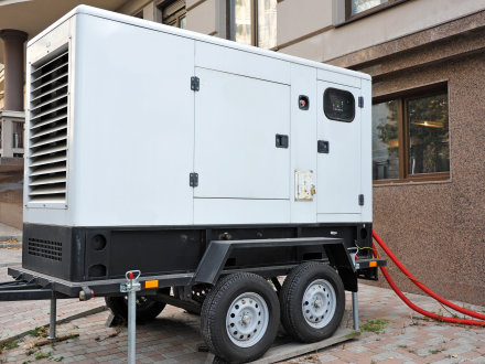 Das Bild zeigt einen mobilen Strom·generator.