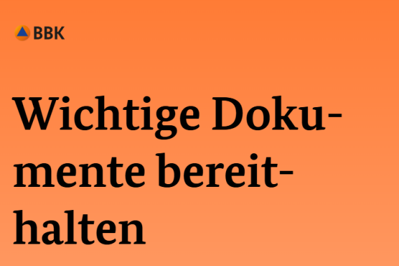 Teil von der Internet·seite in Leichter Sprache vom BBK zum Thema: Wichtige Dokumente bereithalten