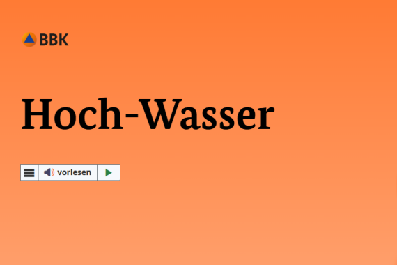 Teil von der Internet·seite in Leichter Sprache vom BBK zum Thema: Hoch·wasser.